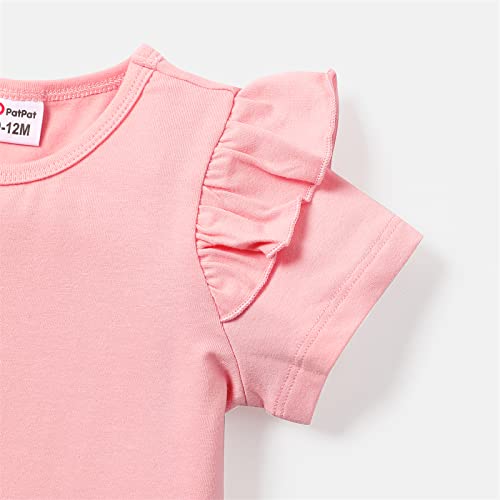 Patpat Infant Baby Girl Pink Cotton Tee Tshirt Rabbit Overall Dress Suspender Skirt Set 12-18 Months #TOP3
