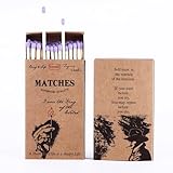 2 Decorative Matches Box - 120Pcs 4'' Long Matches for Candles with Strike -Long Wooden Candle Matches with Purple Matches Color Matches - 120 Pcs 4‘’ Purple Matches and Set of 2 Matches Boxes