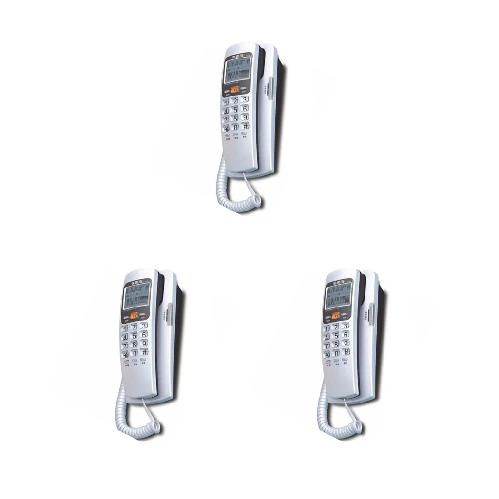 Juego de 3 teléfonos FSK/DTMF para montar en la pared, extensión pequeña, decoración de identificación de llamadas, teléfono fijo, hogar, hotel, oficina, escritorio