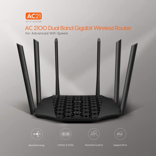 Tenda Ac2100 High Speed Wifi Router - Dual Band Gigabit Wireless (Up To 2033 Mbps) Internet Router For Home, 4X4 Mu-Mimo Technology, Parental Control Compatible With Alexa (Ac21) #TOP5