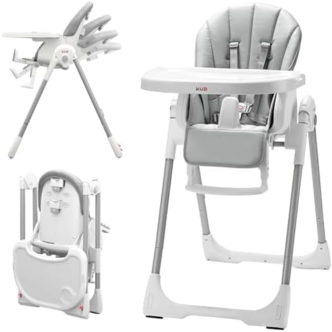 3-in-1 Foldable Baby High Chair | Multifunctional Infant HighChair for Babies & Toddlers | Removable Seat & Tray for Easy Clean | 7 Height & 4 Recline Adjustable | 2 Locking Wheels | Safe (Grey)