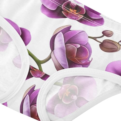 Purple Orchid Flowers White Toddler Underwear Custom 2t Cotton Little Girl Panties Durable Kids Briefs Undies4