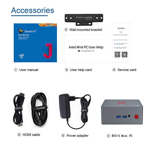 Beelink BT3-X Mini PC, Mini Computer Desktop, Intel Apollo Lake Celeron J3355, LPDDR4 4G + eMMC 64G, WiFi 2,4G / 5,8G, BT 4.0, 4K, LAN 1000 Mbps, HDMI, Windows 10