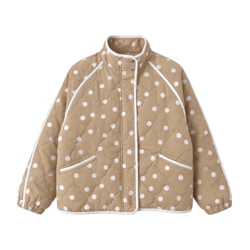 YRAETENM Womens Polka Dot Quilted Jackets Lightweight Casual Warm Outerwear - image 6
