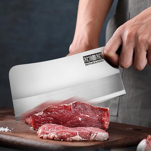 HOSHANHO Meat Cleaver Knife for Meat Cutting, Powder Steel and High Carbon Steel Butcher Cleaver Knife, Chinese Cleaver with Ergonomic Wooden Handle for Home Kitchen and Restaurant - Image 2