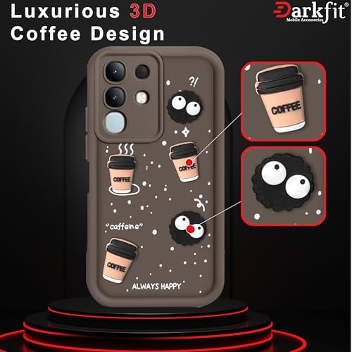 Image of DARKFIT Back Case Cover Compatible with Vivo T4x 5G | Cute Fun Cartoon Ball 3D Coffee Silicone Case | Body Protection | Camera Protection | Shock Proof | for Vivo T4x 5G | Color Brown | Pack of 1