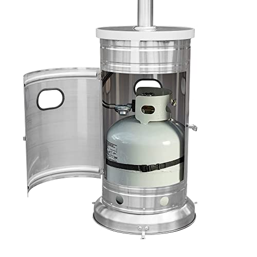 RELIANCER-Outdoor-48000-BTU-Propane-Heater-Stainless-Steel-Gas-Patio-Heater-Commercial-Residential-Heating-Floor-Standing-Burner-wWheels-Party-Porch-Deck-Heater-wAuto-Shut-Off-Tilt-Valve-Device