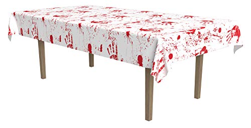Beistle Bloody Handprints Tablecover, Red/White , 54-Inch by 108-Inch