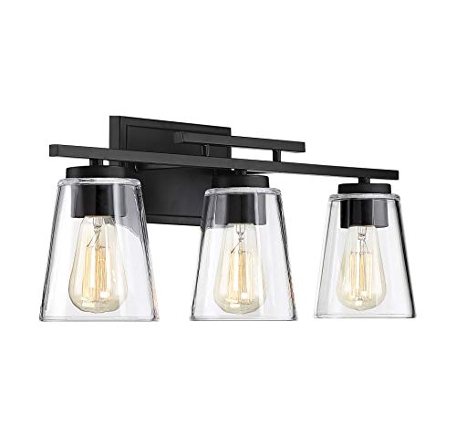Savoy House 8-1020-3-Bk Calhoun 3-Light Bathroom Vanity Light In A Black Finish With Clear Glass (24" W X 9" H) #TOP2