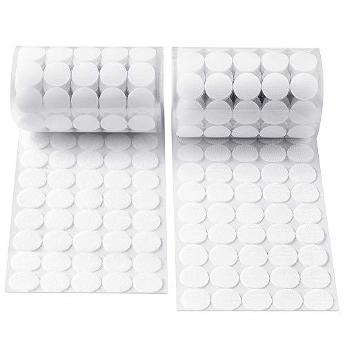 Heze 1000 pcs (500 Pair Sets) 20mm Diameter Sticky Back Coins Hook & Loop Self Adhesive Dots Tapes (White)
