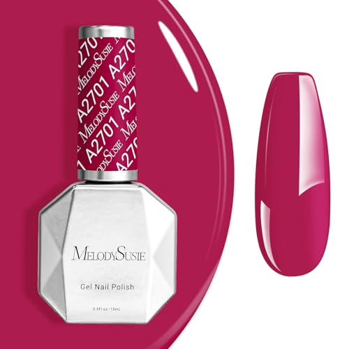 Image of MelodySusie 0.5fl oz Fuchsia Gel Nail Polish, Nails Soak Off UV LED Magenta Hot Pink Gel Polish Gift for Women Nail Art Manicure Salon DIY Nail Design Decoration at Home-A2701