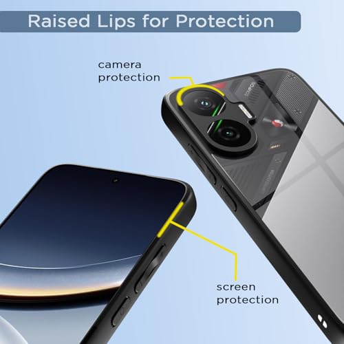 Image of Amazon Basics TPU+PC Back Cover for Poco F7 5G | Shockproof Sleek Hybrid Armor Bumper Case (Black)