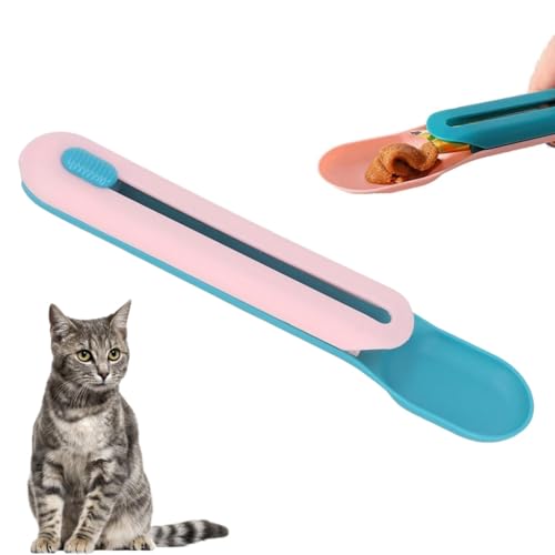 Cat Wet Treats Dispense Spoon, Treat Squeeze Spoon Cat Treat Dispenser Pet Liquid Snacks Feeder Spoon Squeezer for Cat Bar Treats(Pink)