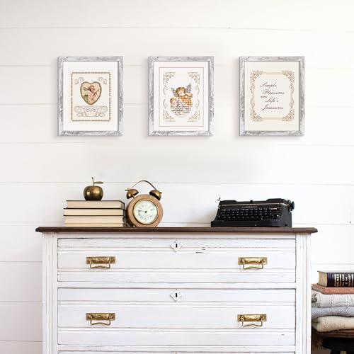 Image of upsimples 8x10 Picture Frame, Display Pictures 5x7 with Mat or 8 x 10 Without, Wall Hanging Photo Frames, Rustic White, 1 Pack