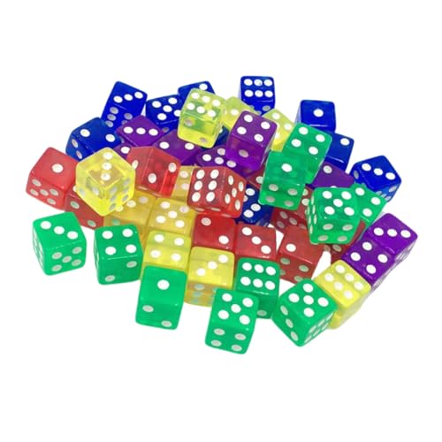 WEKAMOS 50 Transparente Acrylwürfel für Würfelspiele mit Großen Punkten Umweltfreundlich für Indoor Partys und Gesellschaftsspiele Zufällige Farbe