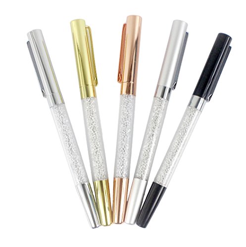 Gullor 5PCS Bolígrafos Gel con Cristales, Tinta Negra