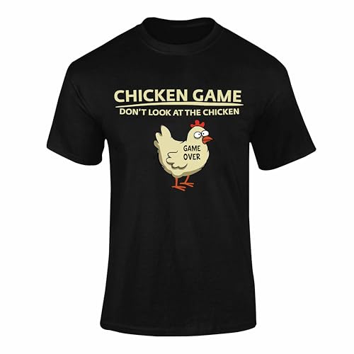 Don't Look at the Chicken T Shirt – Funny Chicken Game Tee for Adults, Chicken Gifts, Chicken Lovers Joke Shirt, Humorous Top - Black Medium