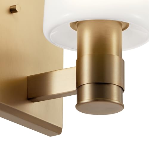 Image of Kichler Adani 1-Light Wall Sconce Modern Bathroom Vanity Light with Opal Glass in Champagne Bronze for Bathroom, Powder Room, Kitchen, Bedroom or Hallway (8.5 inch x 5 inch x 6.5 inch), 55174CPZ