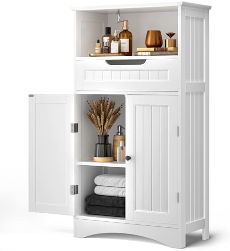 Bealife Bathroom Cabinet, Bathroom Floor Cabinet, with Drawer, Ad...