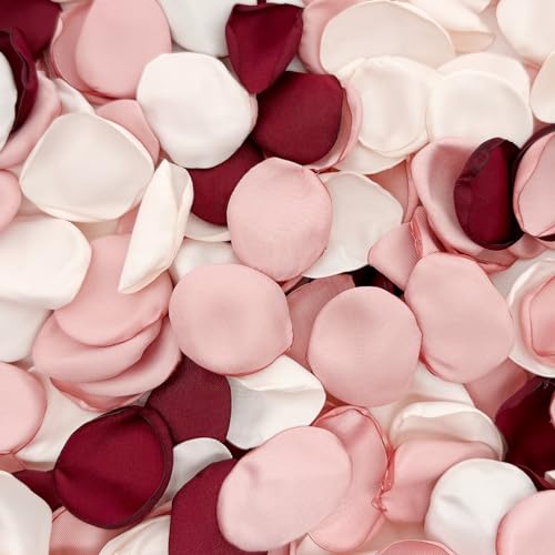 Vsosfiza 200 Stück Seiden Rosenblätter für Hochzeit Wiederverwendbare blütenblätter künstliche Streu Blütenblätter für Hochzeitsgang Valentinstag Brautduschen(Burgunder/Rosa)