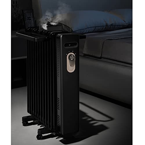 elektrische ventilatorkachel 2200W 13 Vin-olie gevulde radiatorverwarming in zwart, verstelbare thermostaat met 3 warmtinstellingen, ruimteverwarmers met ingebouwde oververhitting en tip over bescherm - Afbeelding 5