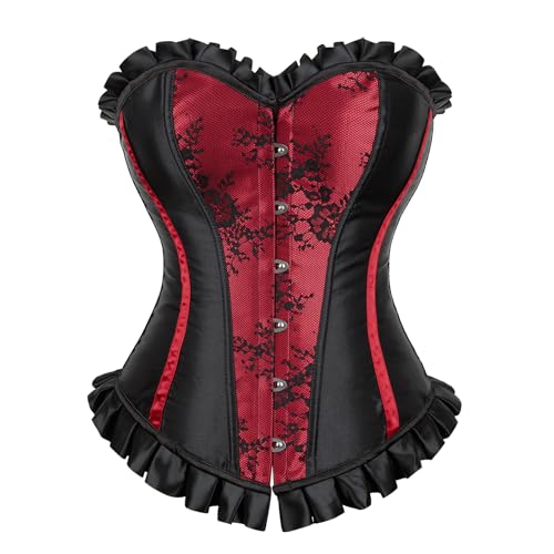 Zhitunemi Halloween Corset Tops for Women: Lace Up Corset - Artistic Photos and Retro Photoshoots for Historical Enthusiasts Wine Red-S