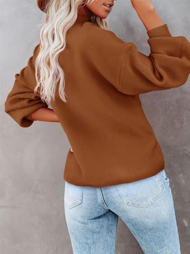 Turtleneck Oversized Sweaters for Women Batwing Long Sleeve Fall Ribbed Knit Pullover Casual Sweater Tunic Tops4