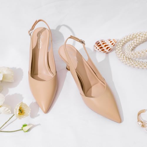Image of Mostrin Kitten Heels for Women Slingback Pointed Closed Toe Heels Women's Pumps Shoes for Wedding, Party, Commuting