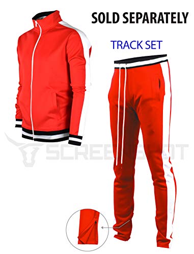 Screenshotbrand-S41700 Mens Hip Hop Premium Slim Fit Track Pants - Athletic Jogger Bottom With Side Taping-Red-Large #TOP2