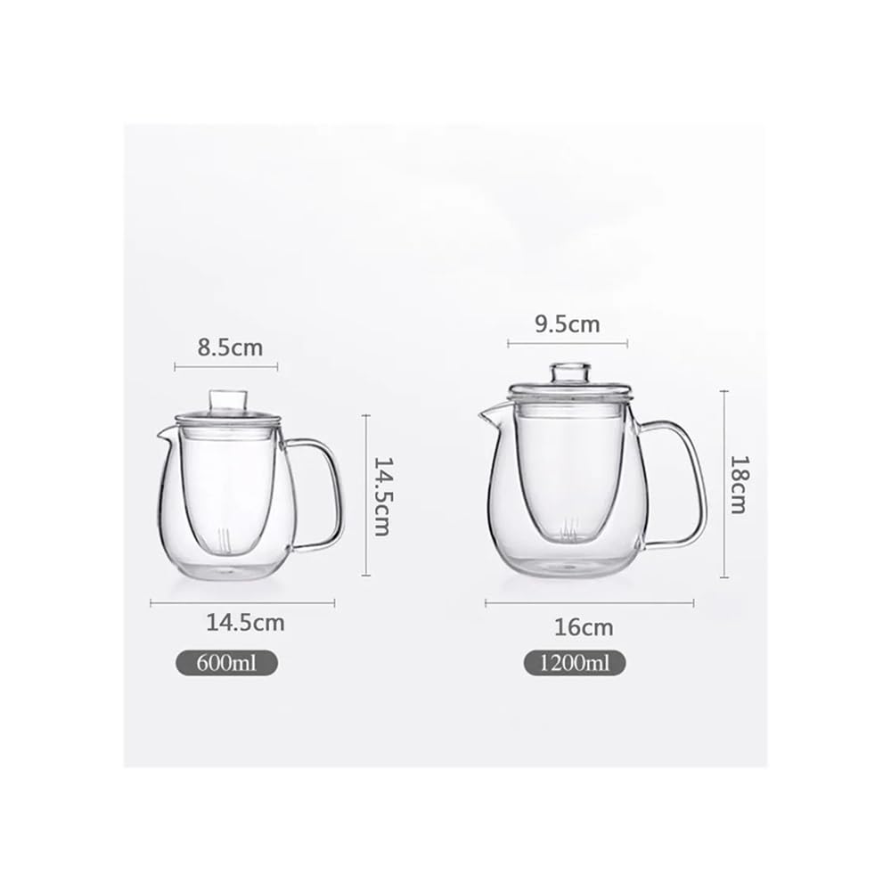Teekessel Glas-Teekanne for Herd, hitzebeständig, explosionsgeschützt, for hohe Temperaturen Kaffeekanne(1200ml)