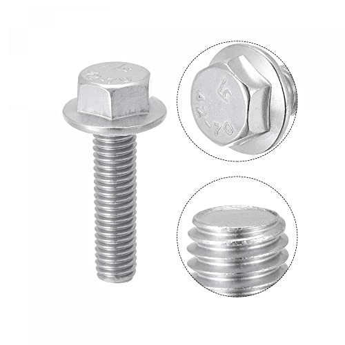 Image of uxcell M5x20mm Hex Serrated Flange Bolts Screws Metric Thread 304 Stainless Steel 25pcs