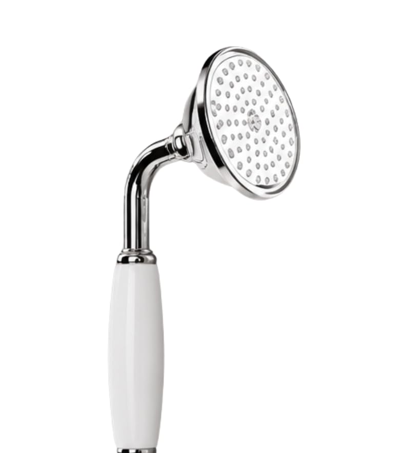 Doccia a Mano CLASSIC.CRO, Cromata con Manico in Plastica Bianca, Stile Classico