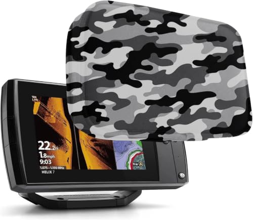 Image of Helix 7 Cover, Waterproof Fish Finder Cover, Compatible with UC H7 / Helix 7 Screen Cover, Neoprene Protects Your Screen (Black and White ash Camouflage)