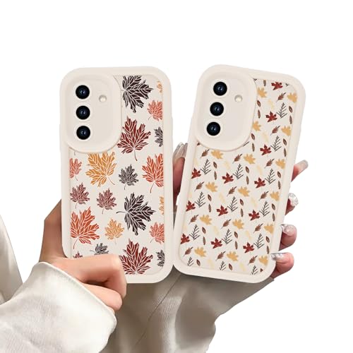 Aoldimu Thanksgiving Day Autumn Fall Maple Leaf Phone Cases for Samsung Galaxy A15 5G Case Shockproof Soft Silicone Raised Camera Protection Phone Cover Funda for Samsung A15 5G 6.5 Inch White