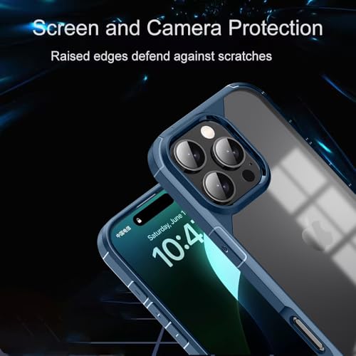 Image of KARWANBack Cover |Shockproof Bumper Case | Full Camera Protection | Raised Edges | Super Soft Side TPU | Bumper Case for iPhone 16 Pro Max -Blue