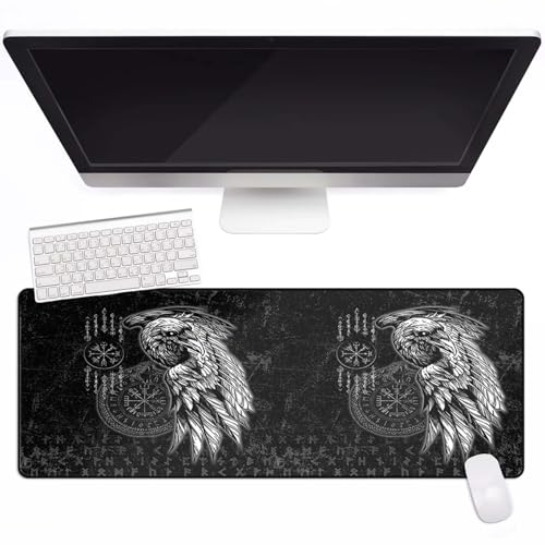Mitología Vikinga 26x21cm Alfombrilla Raton XXL con Costuras Anti-Desgaste Runas de Valhalla Impresas en 3D Desk Mat Base de Goma Antideslizante Oficina Accesorios para Escritorio