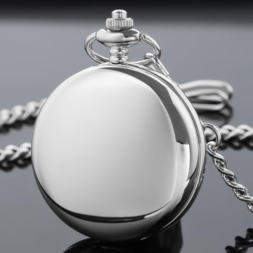Image of Tiong Smooth Pocket Watches Quartz Arabic Numerals Men Pocket Watch with Chain&Box