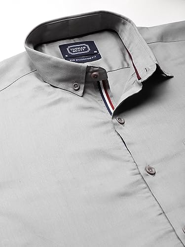 Image of Thomas Scott Men's | Solid | Full Sleeve | Regular Fit | Cotton Blend | Button Down | Single Pocket | Casual Shirt