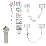 papasgix Italian Charm Bracelet Charms Gold Silver Set Module für 9mm Bracelets 11pcs DIY Italian Style Charms für Damen Italienisches Charm Armband Zubehör Geschenk (Silber-Kette)