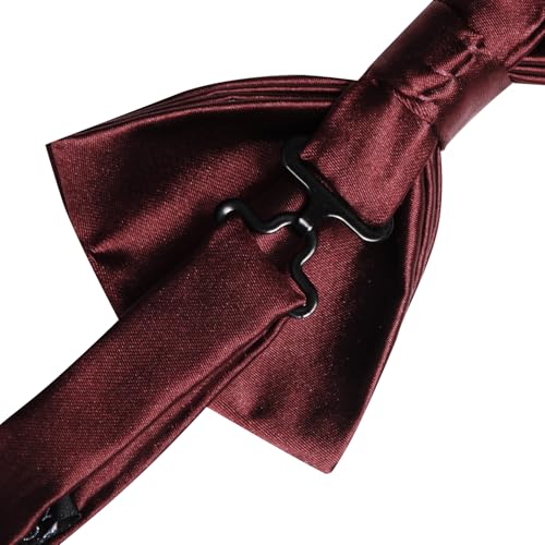 Image of Solid Color Bow Ties for Men Silk Pre-tied Tuxedo Bowtie Set 4PCS | Pre-tied in 3 seconds,adjustable 4PCS bow tie and pocket square cufflinks lapel pin set,wedding,formal,party,prom,graduation