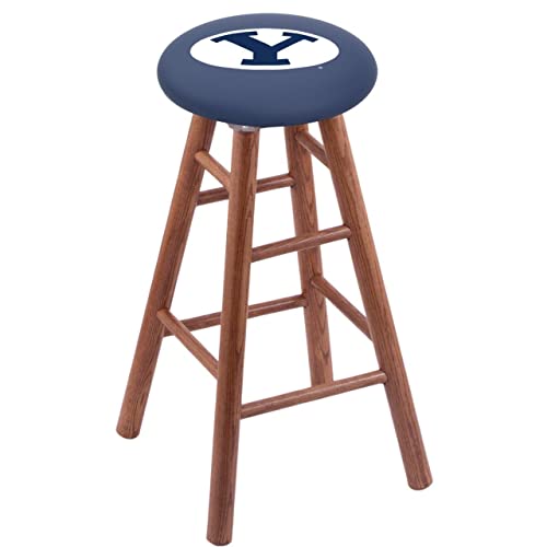 Holland Bar Stool Co. Oak Bar Stool in Medium Finish with Brigham Young Seat by The