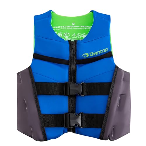 Owntop Swim Vest Kids Youth 50-90 lbs Neoprene Swim Jacket Lightweight Quick-Dry Buckles Zipper for Swimming Training Kayak Boating Watersports (Blue M)