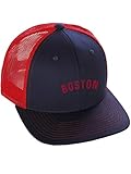Daxton USA Cities Trucker Mesh Structured Hat Mid Profile Snapback Cap - Boston Navy Red Red
