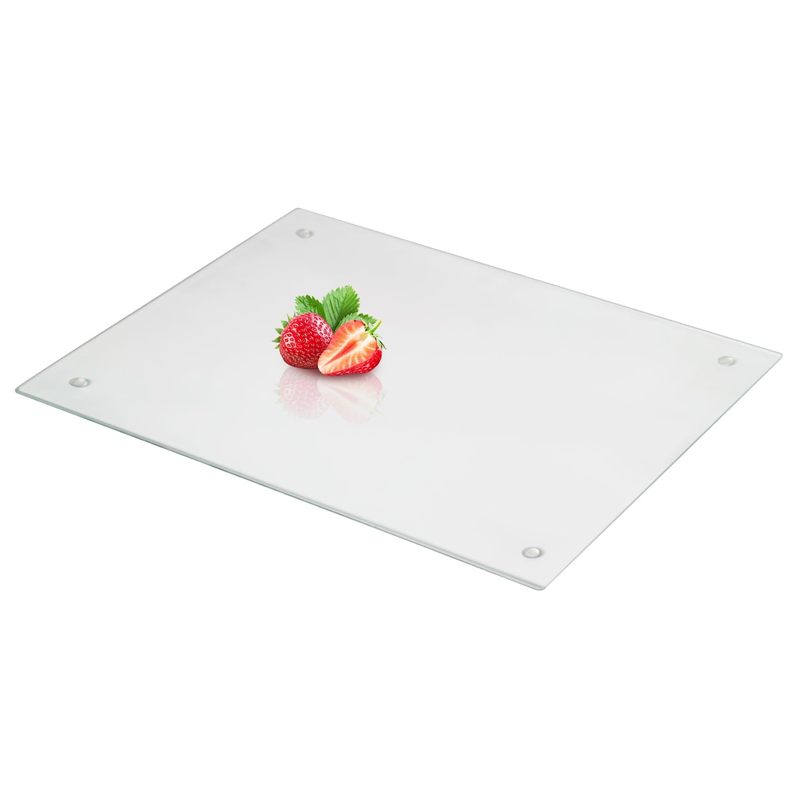 VSAR House Tempered Glass Cutting Board for Kitchen counter, Clear Glass Cutting Board with Rubber Feet, Dishwasher Safe, Scratch, Heat Resistant, antiskid, Shatter Resistant, 16"x 12" Chopping