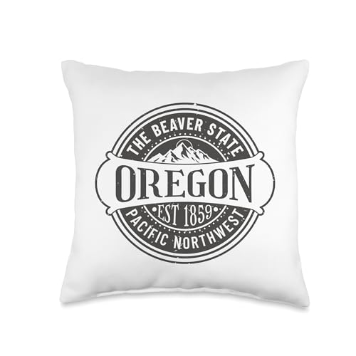 Oregon The Beaver State Pacific Northwest Estd 1859 Mountain Throw Pillow