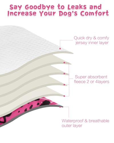 Image of CuteBone Washable Female Dog Diapers 4 Pack Reusable Doggie Heat Diapers for Period FMG12L