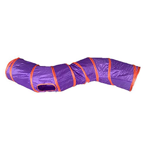 Image of iCAGY Cat Tunnel for Indoor Cats Interactive, Rabbit Tunnel Toys, Pet Toys Play Tunnels for Cats Kittens Rabbits Puppies Crinkle Pop Up 47 inch Shape S
