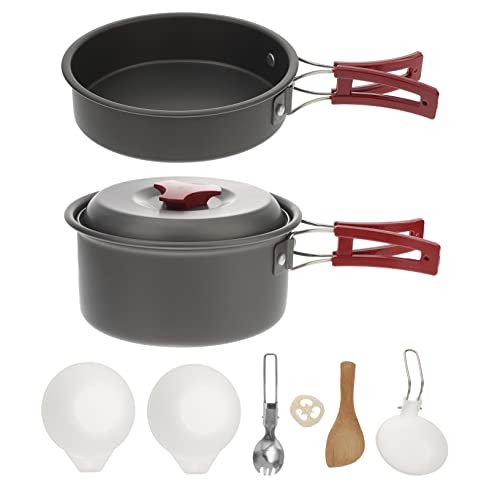 Toddmomy Camping Cookware Set Portable Hiking Pot Pan Bowl Kit Lightweight Aluminum Stove Accessories