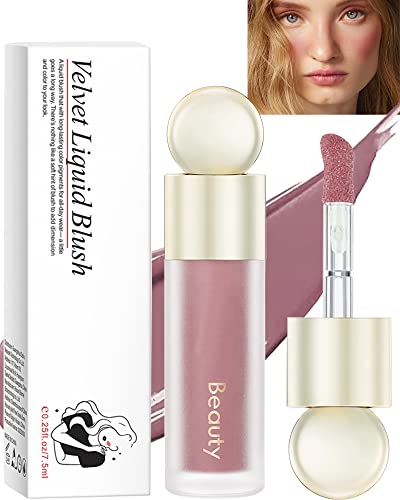 Velvet Liquid Blush Wand, Creme Blush Makeup Stick, Soft Matte Cream Blush Dual Use for Cheeks & Lips, Weightless, Long-Wearing, Natural-Looking, Dewy Finish, Skin Tint Blush, Contour Blush Wand-03