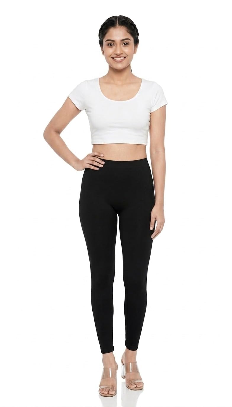Thrifty Thread Women's Ankle Leggings Soft Stretch Comfortable Fit-L Black-picture-31